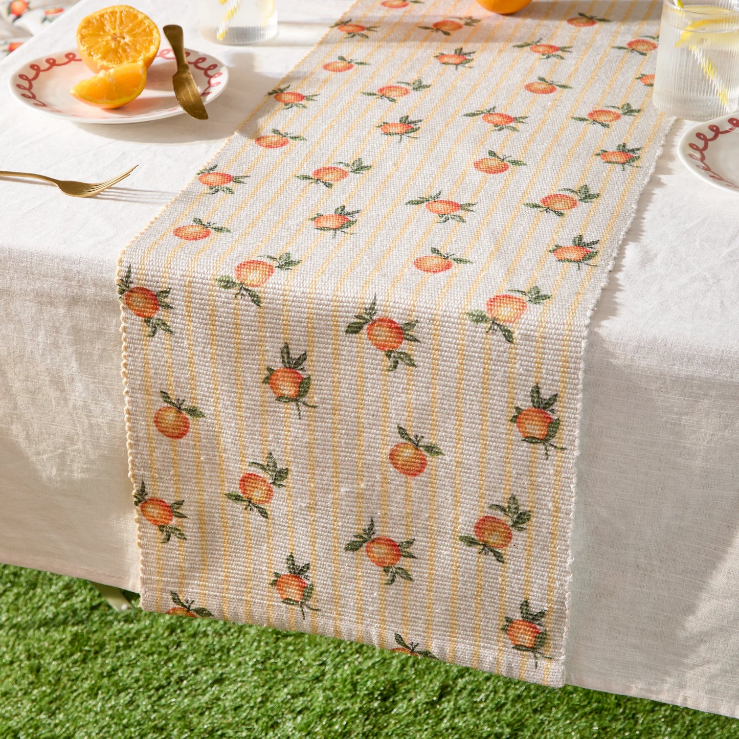 Furn Fruits Oranges Indoor/Outdoor Table Runner - Yellow