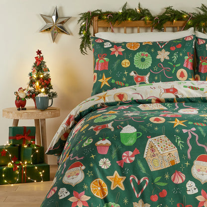 Duvet Day Festive Treats Duvet Cover Set - Emerald