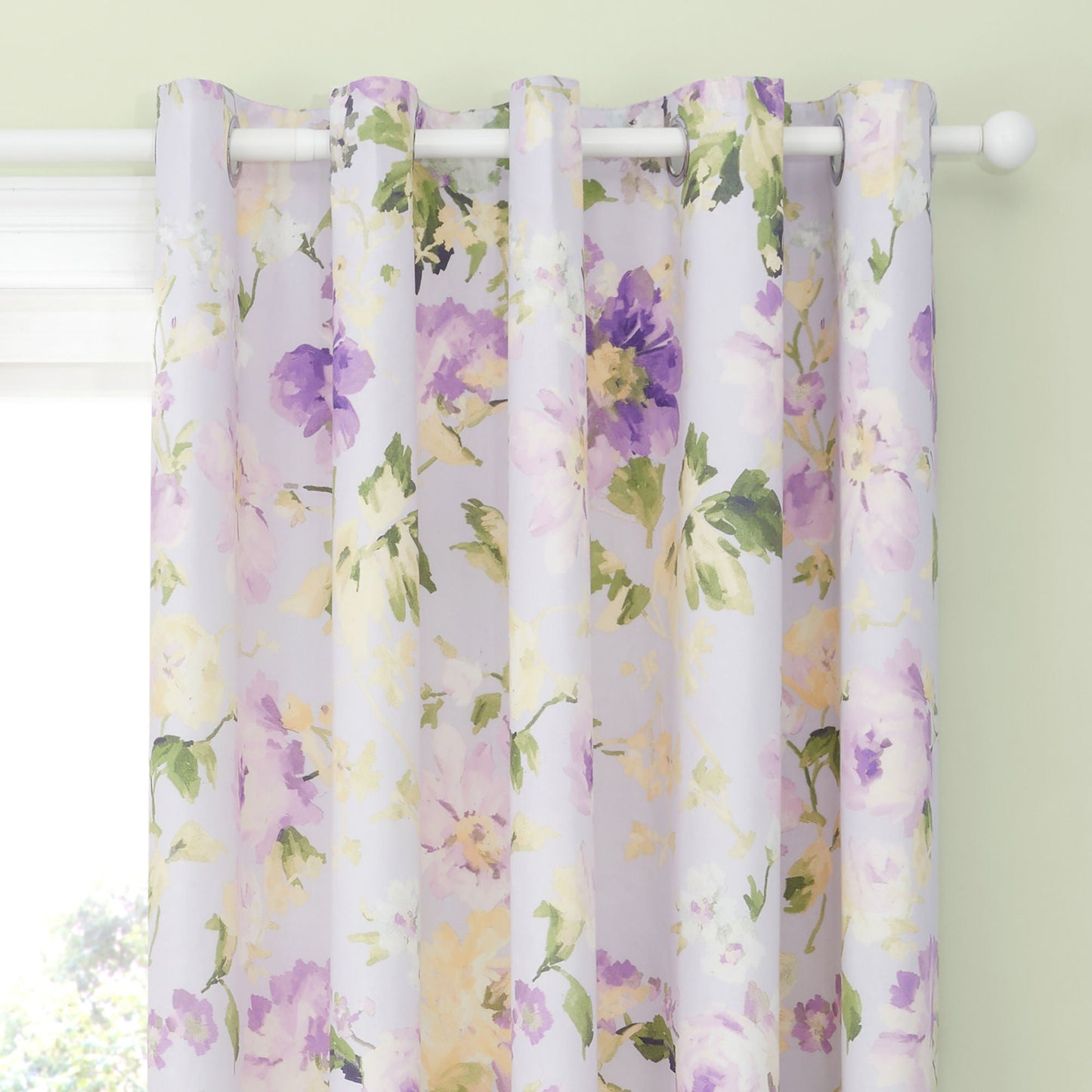 Flourette Pair of Eyelet Curtains by Dreams & Drapes Design in Lilac - Pair of Eyelet Curtains - Dreams & Drapes Design