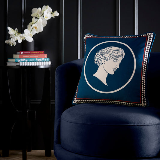 Goddess Cushion in Teal 43 x 43cm - Cushion - Laurence Llewelyn-Bowen