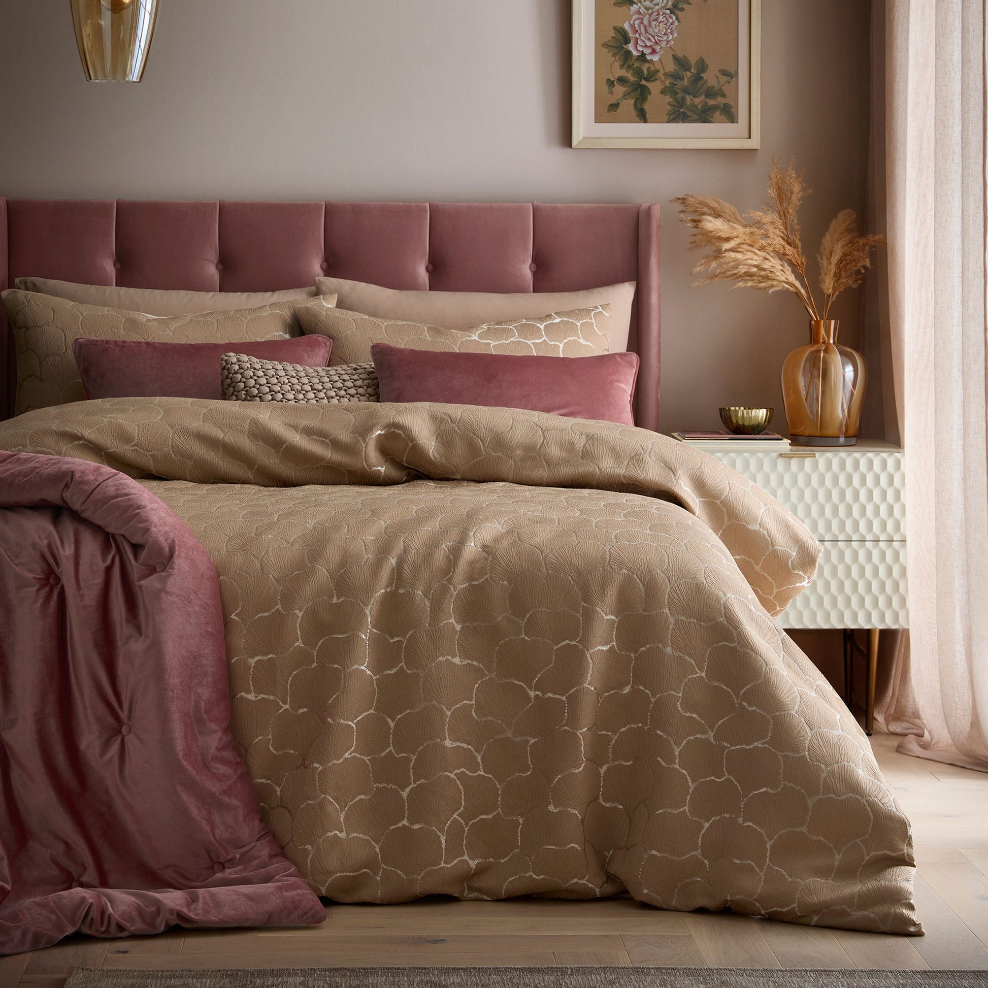 Ginko Jacquard Duvet Cover Set in Natural - Duvet Cover Set - Soiree