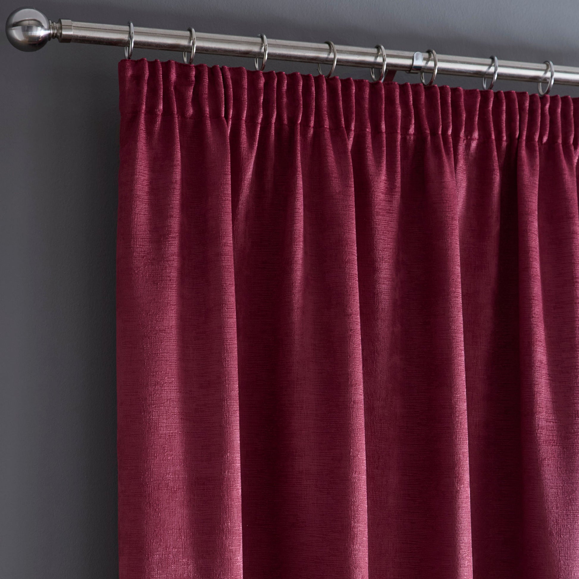 Galaxy Pair of Pencil Pleat Curtains by Fusion in Wine - Pair of Pencil Pleat Curtains - Fusion