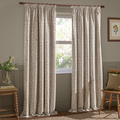 Wylder Grace Leaf Pencil Pleat Curtains - Natural