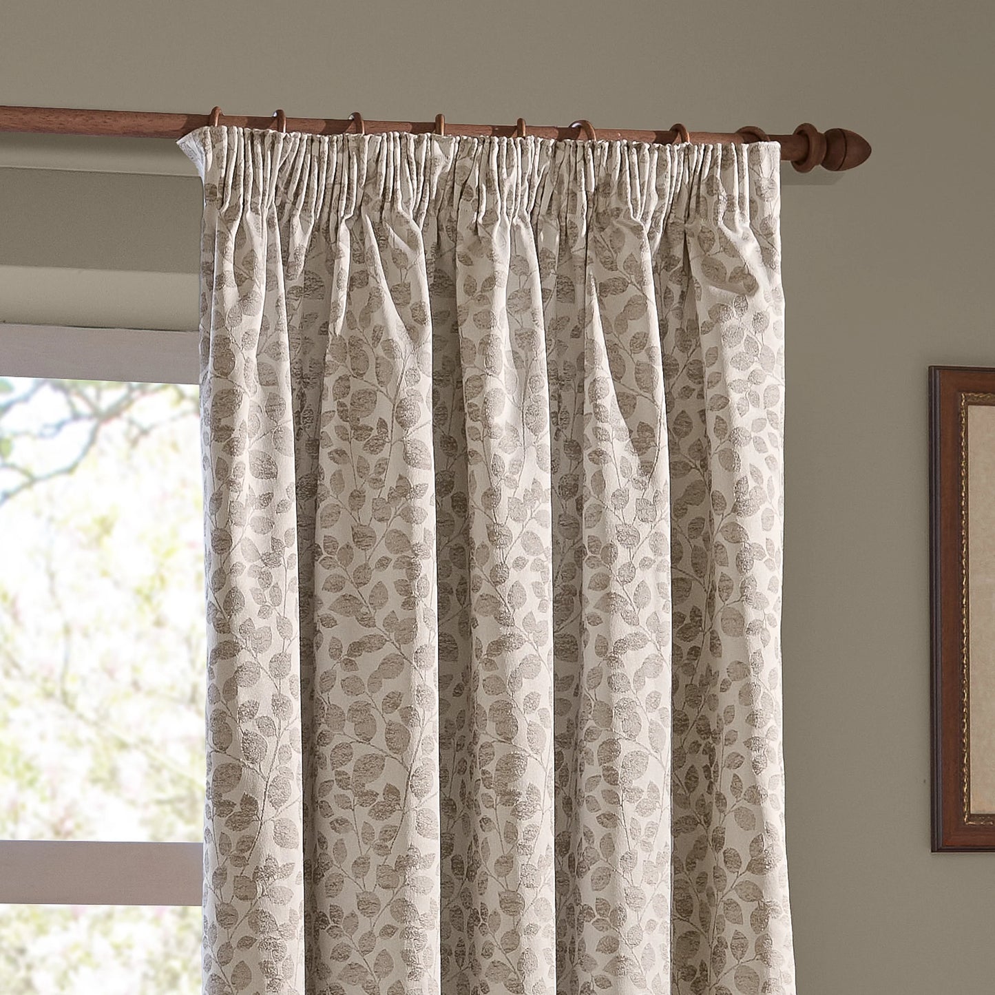 Wylder Grace Leaf Pencil Pleat Curtains - Natural