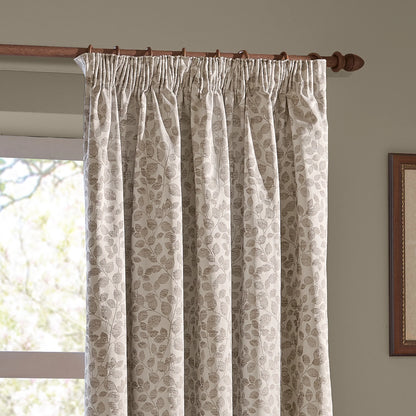 Wylder Grace Leaf Pencil Pleat Curtains - Natural