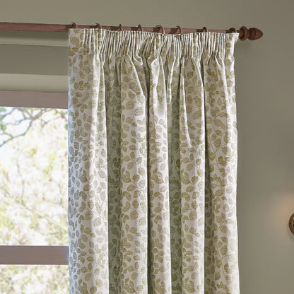 Wylder Grace Leaf Pencil Pleat Curtains - Sage