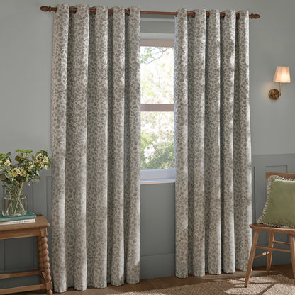 Wylder Grace Leaf Eyelet Curtains - Mist Grey