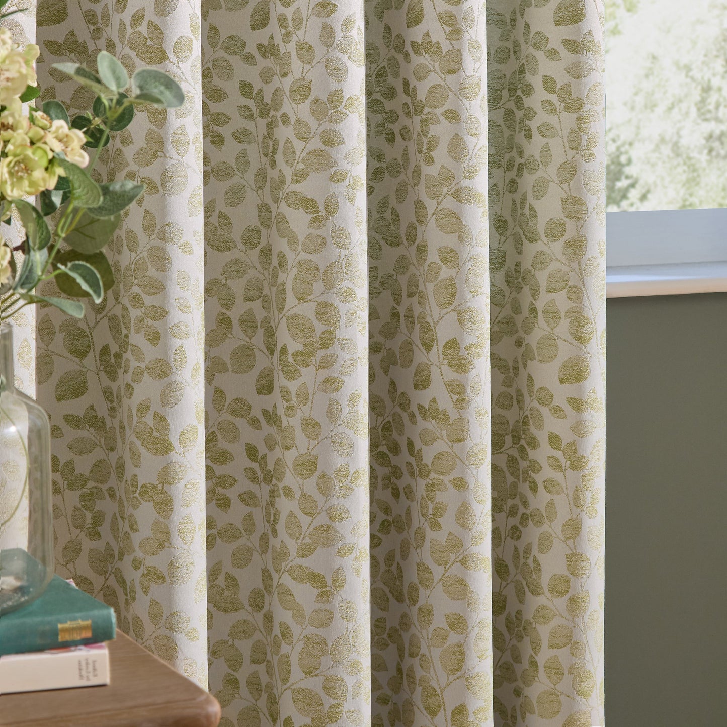 Wylder Grace Leaf Eyelet Curtains - Sage