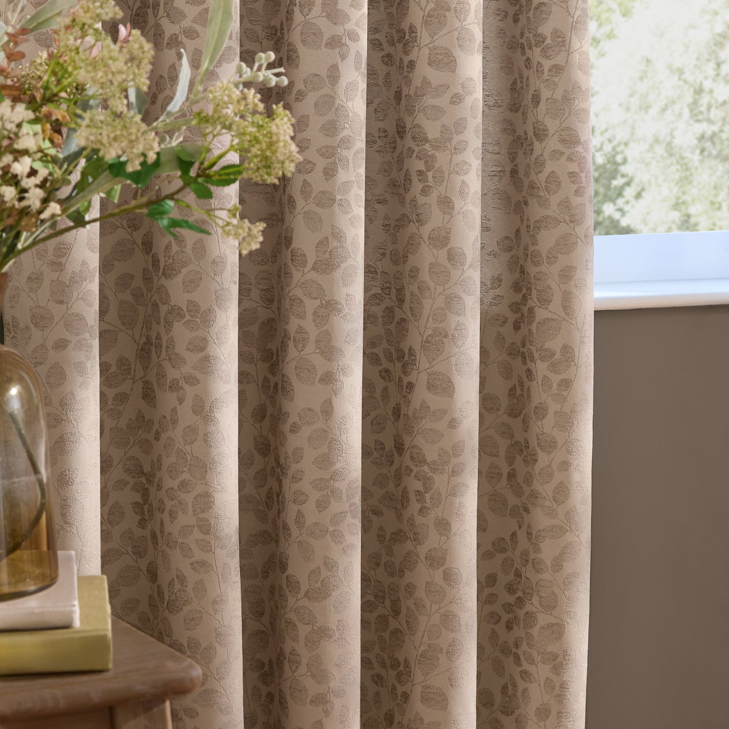 Wylder Grace Leaf Eyelet Curtains - Taupe