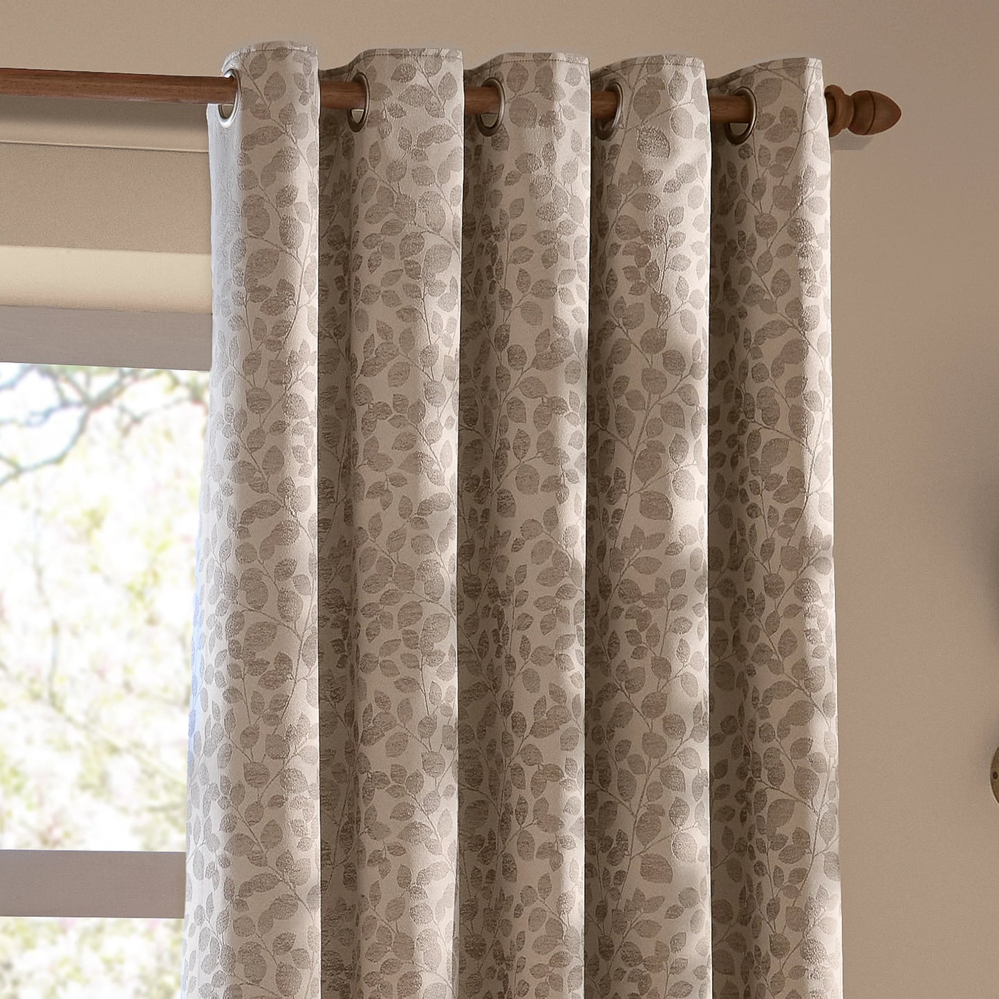 Wylder Grace Leaf Eyelet Curtains - Taupe