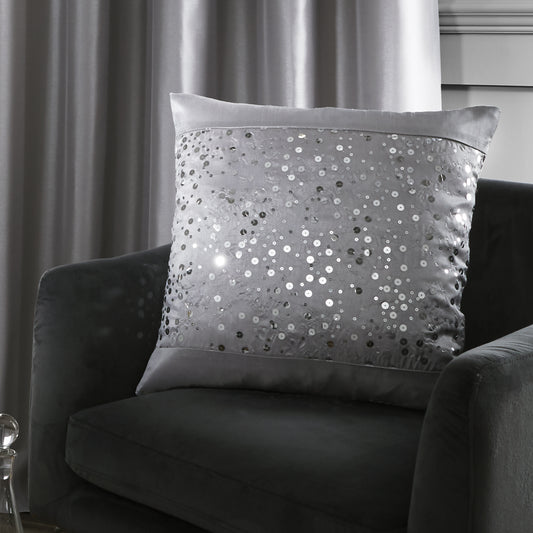 Catherine Lansfield Glitzy Filled Cushion - Grey