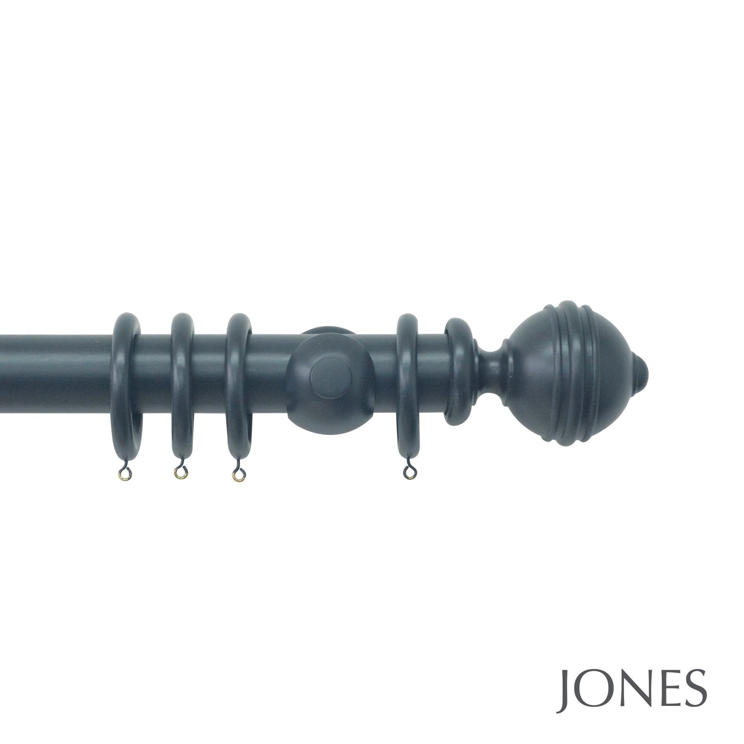Jones Estate Ribbed Ball 48mm Wooden Curtain Pole - Airforce