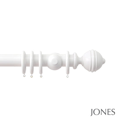 Jones Estate Ribbed Ball 48mm Wooden Curtain Pole - Alabaster