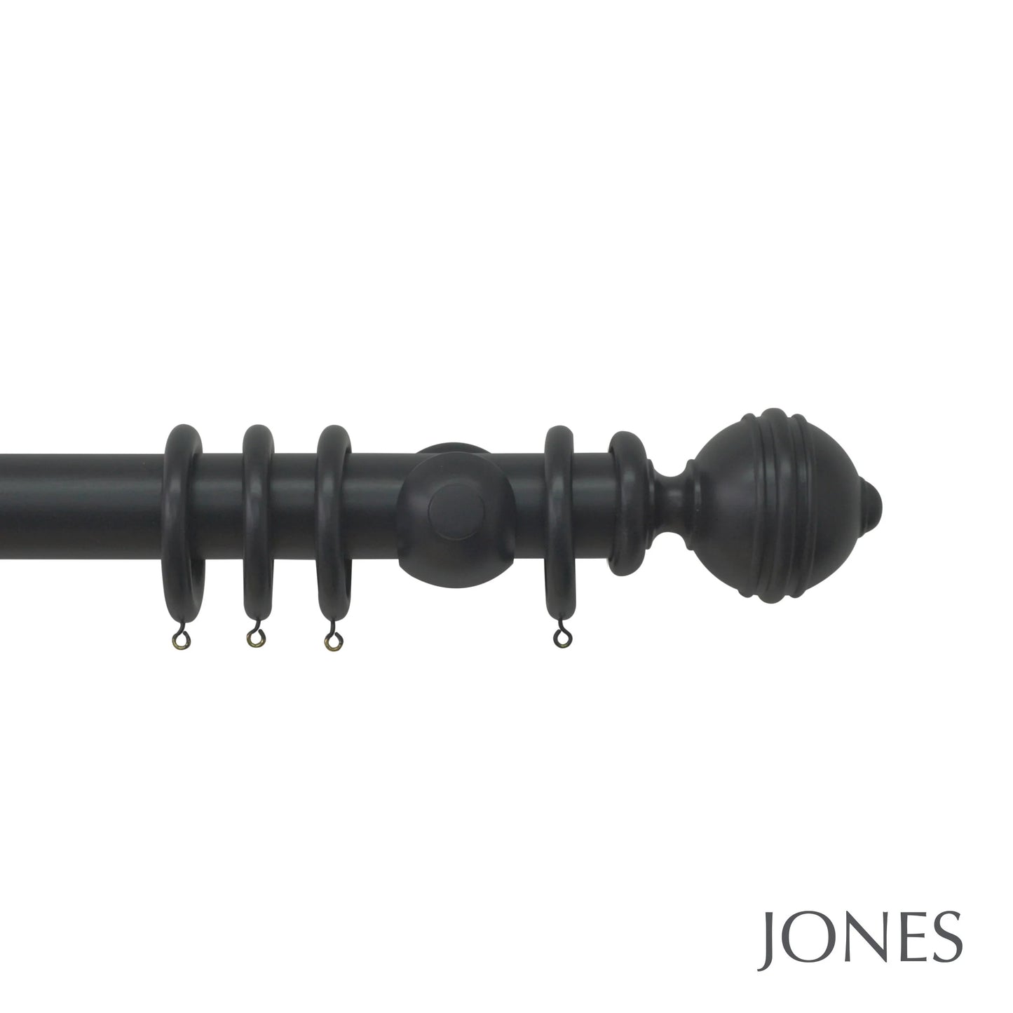 Jones Estate Ribbed Ball 48mm Wooden Curtain Pole - Charcoal