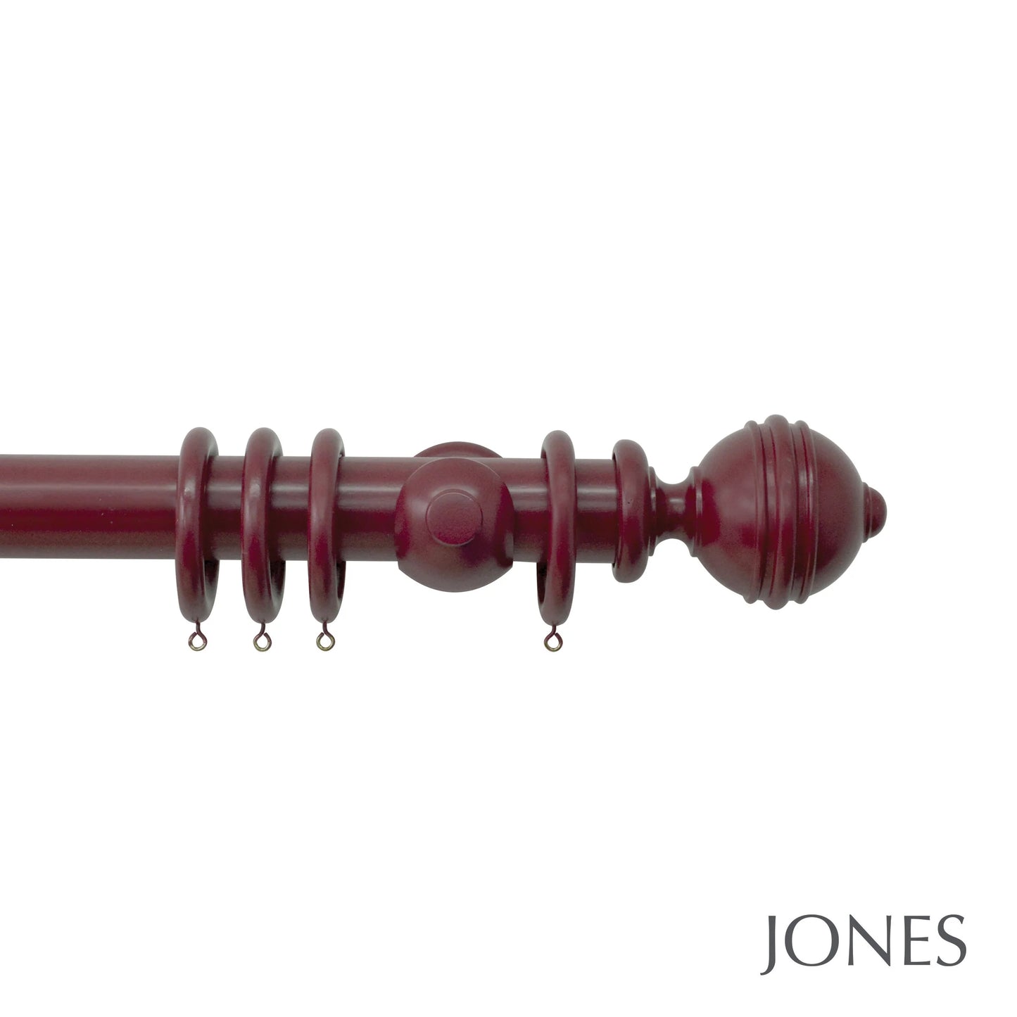 Jones Estate Ribbed Ball 48mm Wooden Curtain Pole - Claret