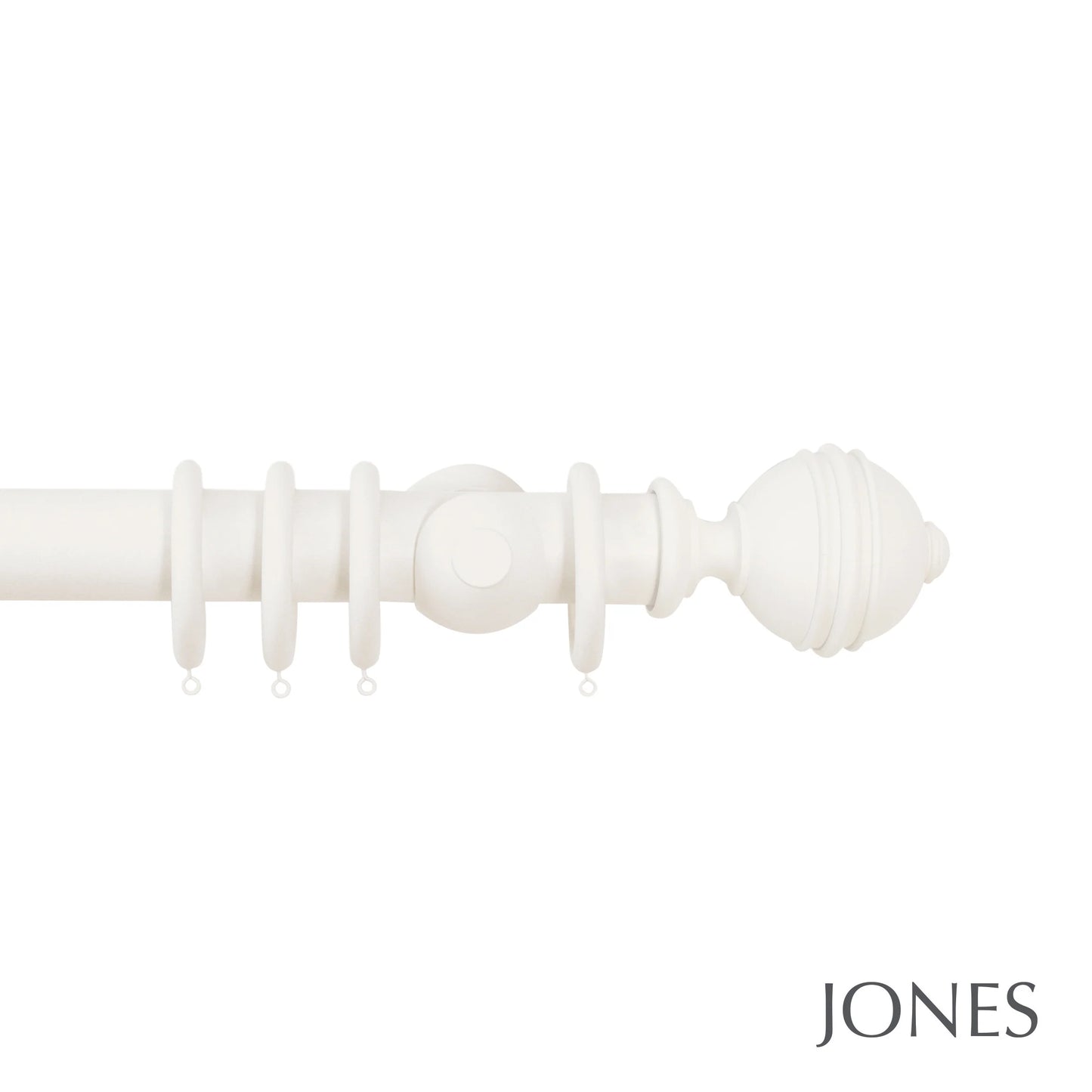 Jones Florentine Ribbed Ball 48mm Wooden Curtain Pole - Cotton