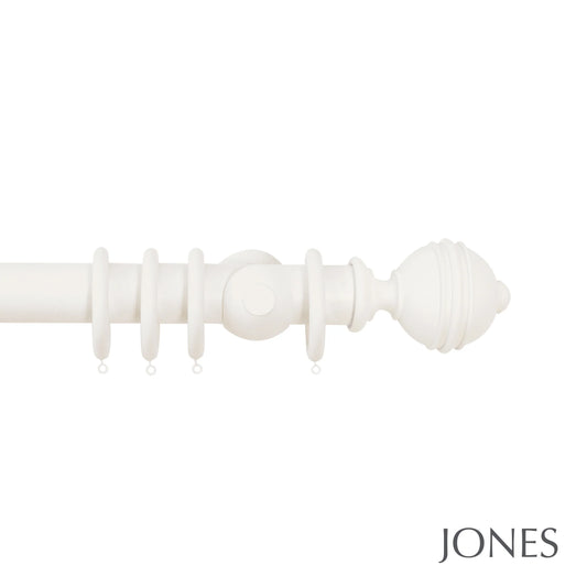 Jones Florentine Ribbed Ball 48mm Wooden Curtain Pole - Cotton