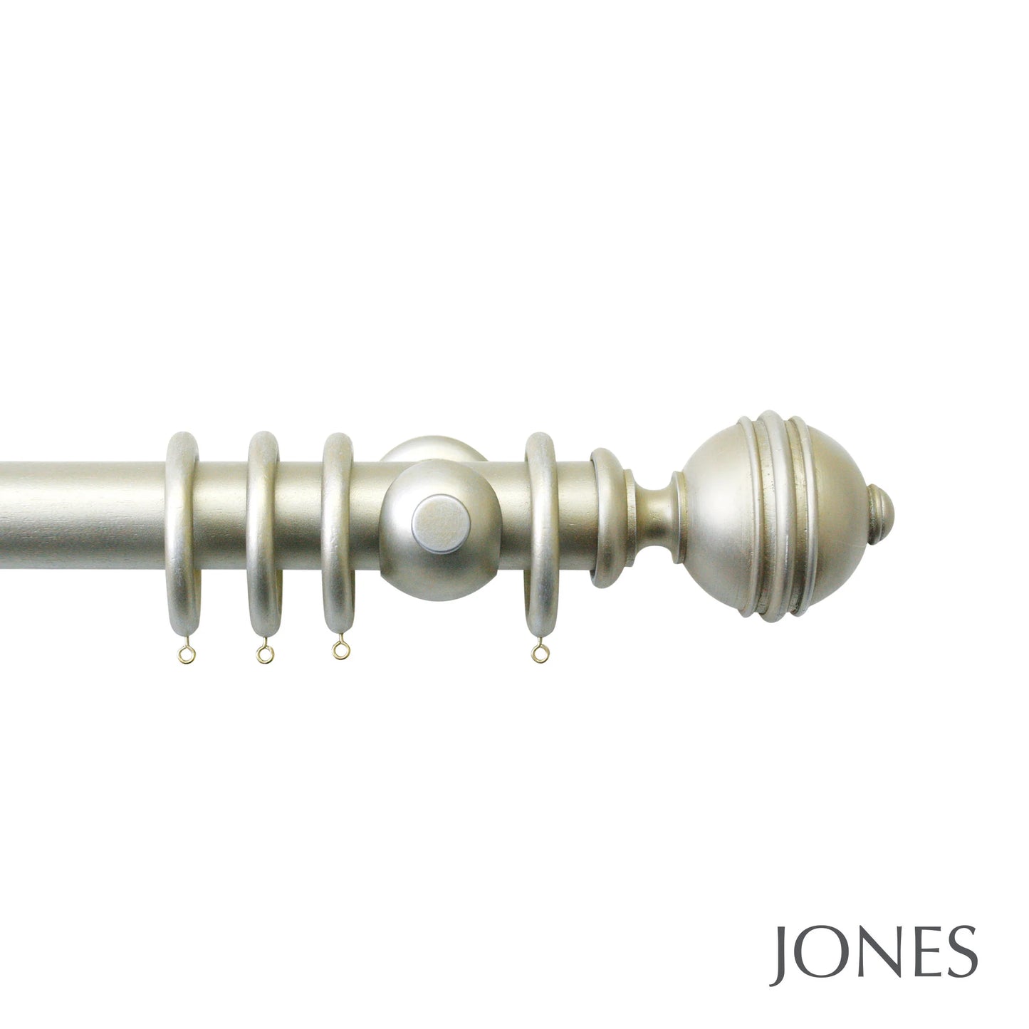 Jones Florentine Ribbed Ball 48mm Wooden Curtain Pole - Champagne Silver