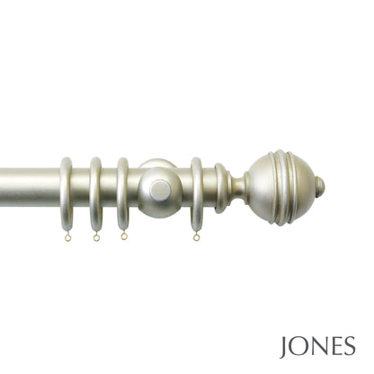 Jones Florentine Ribbed Ball 48mm Wooden Curtain Pole - Champagne Silver