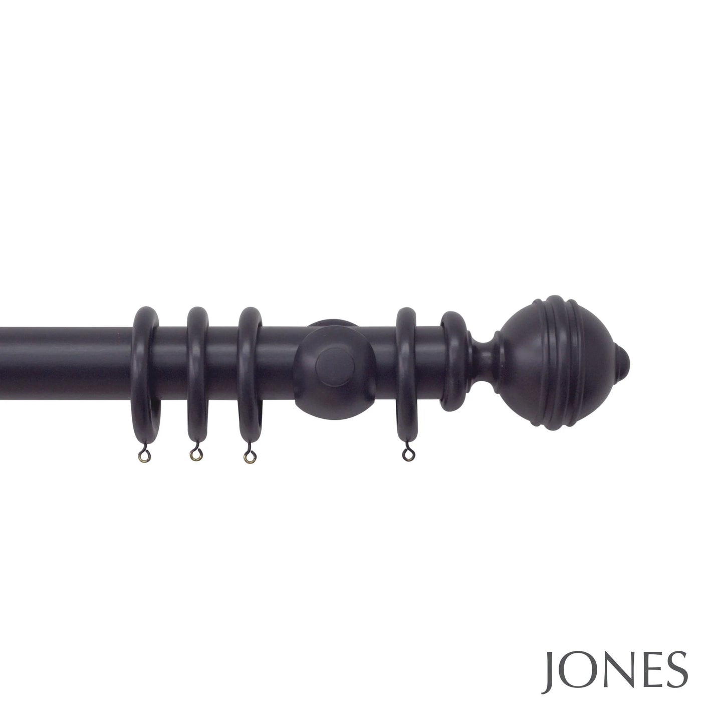 Jones Estate Ribbed Ball 48mm Wooden Curtain Pole - Juniper
