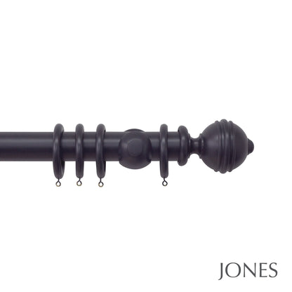 Jones Estate Ribbed Ball 48mm Wooden Curtain Pole - Juniper