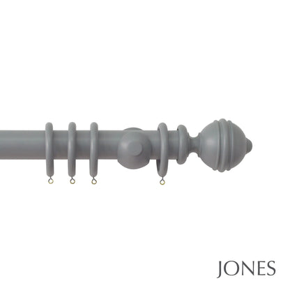 Jones Estate Ribbed Ball 48mm Wooden Curtain Pole - Lead