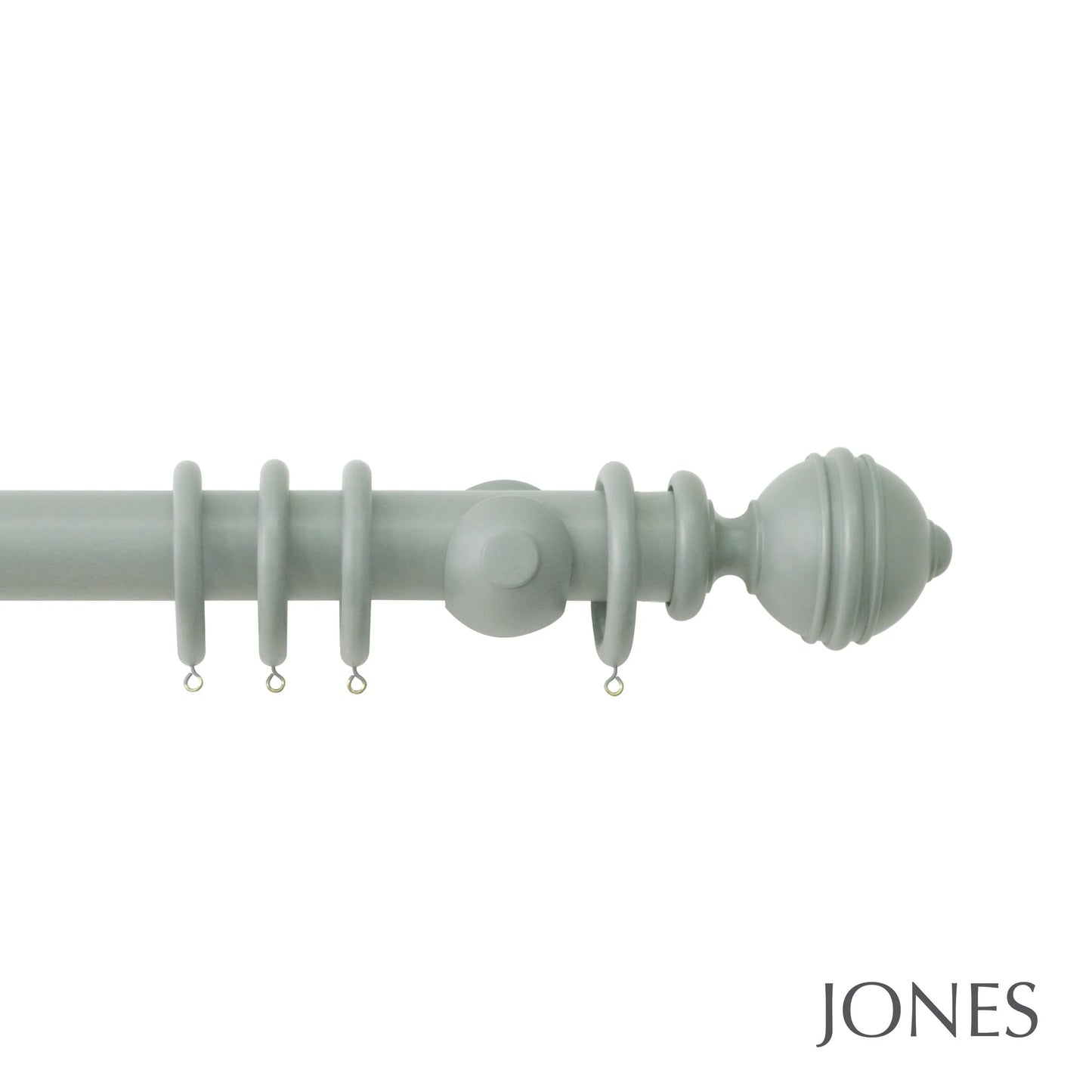 Jones Estate Ribbed Ball 48mm Wooden Curtain Pole - Mercury