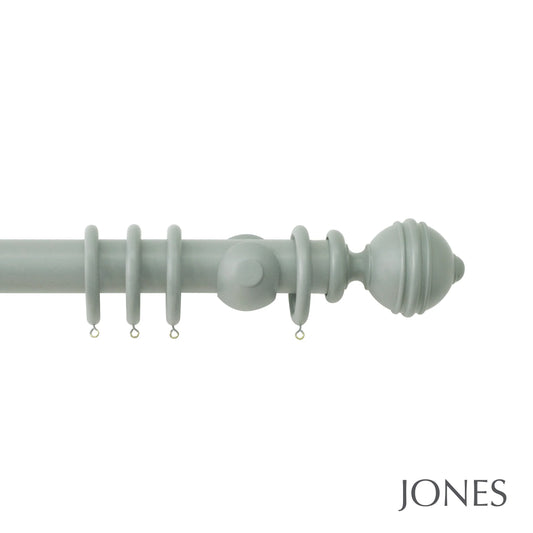 Jones Estate Ribbed Ball 48mm Wooden Curtain Pole - Mercury
