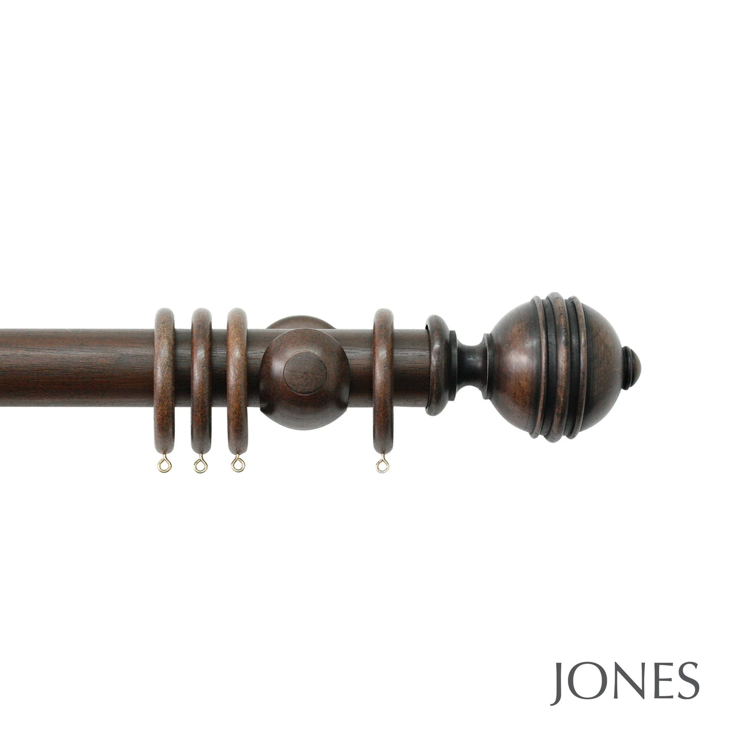 Jones Florentine Ribbed Ball 48mm Wooden Curtain Pole - Oak
