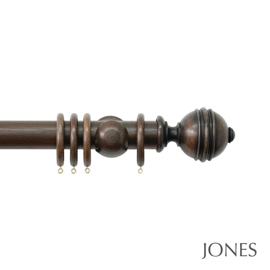 Jones Florentine Ribbed Ball 48mm Wooden Curtain Pole - Oak