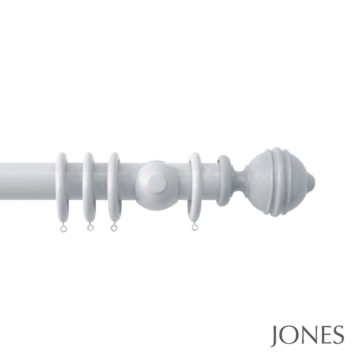 Jones Estate Ribbed Ball 48mm Wooden Curtain Pole - Shingle
