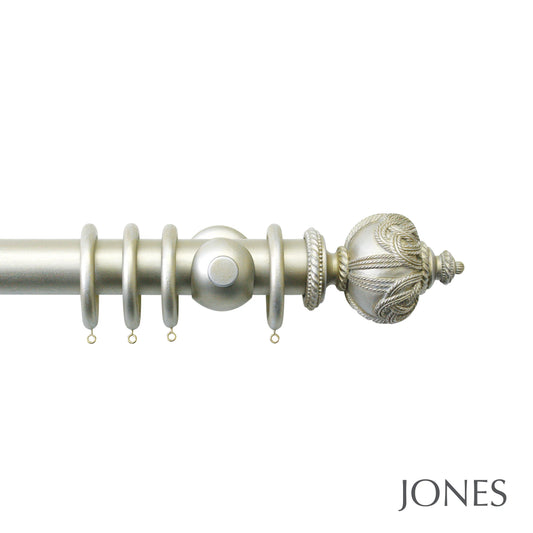 Jones Florentine Rope 48mm Wooden Curtain Pole - Champagne Silver