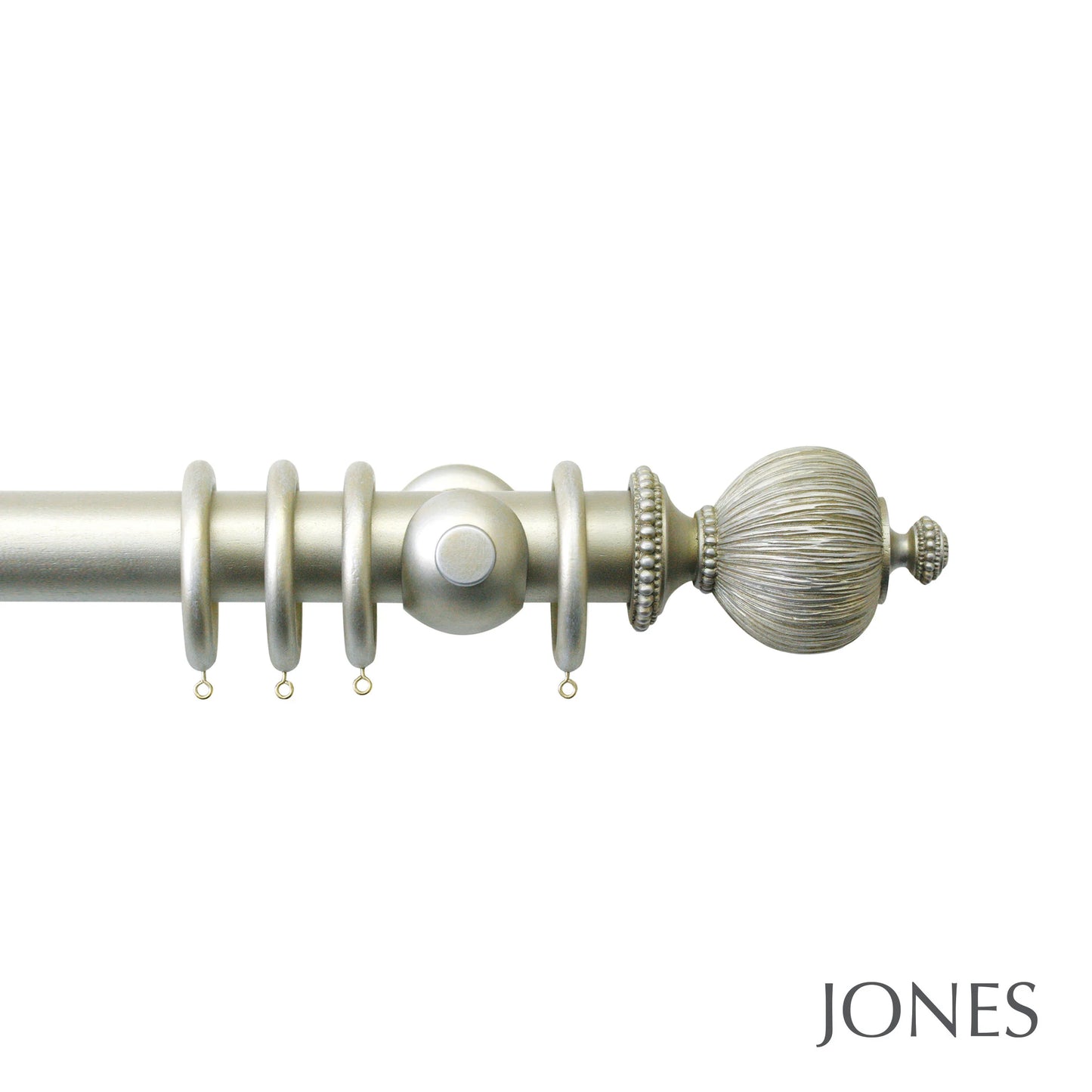 Jones Florentine Pleated 48mm Wooden Curtain Pole - Champagne Silver