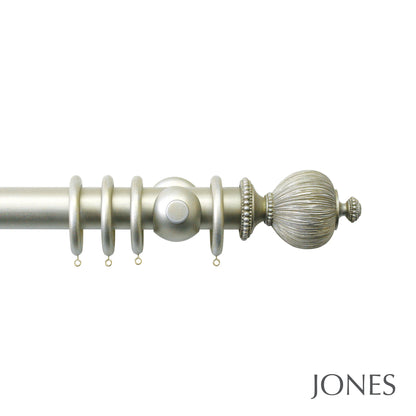 Jones Florentine Pleated 48mm Wooden Curtain Pole - Champagne Silver