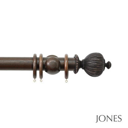 Jones Florentine Pleated 48mm Wooden Curtain Pole - Oak