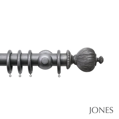 Jones Florentine Pleated 48mm Wooden Curtain Pole - Pewter