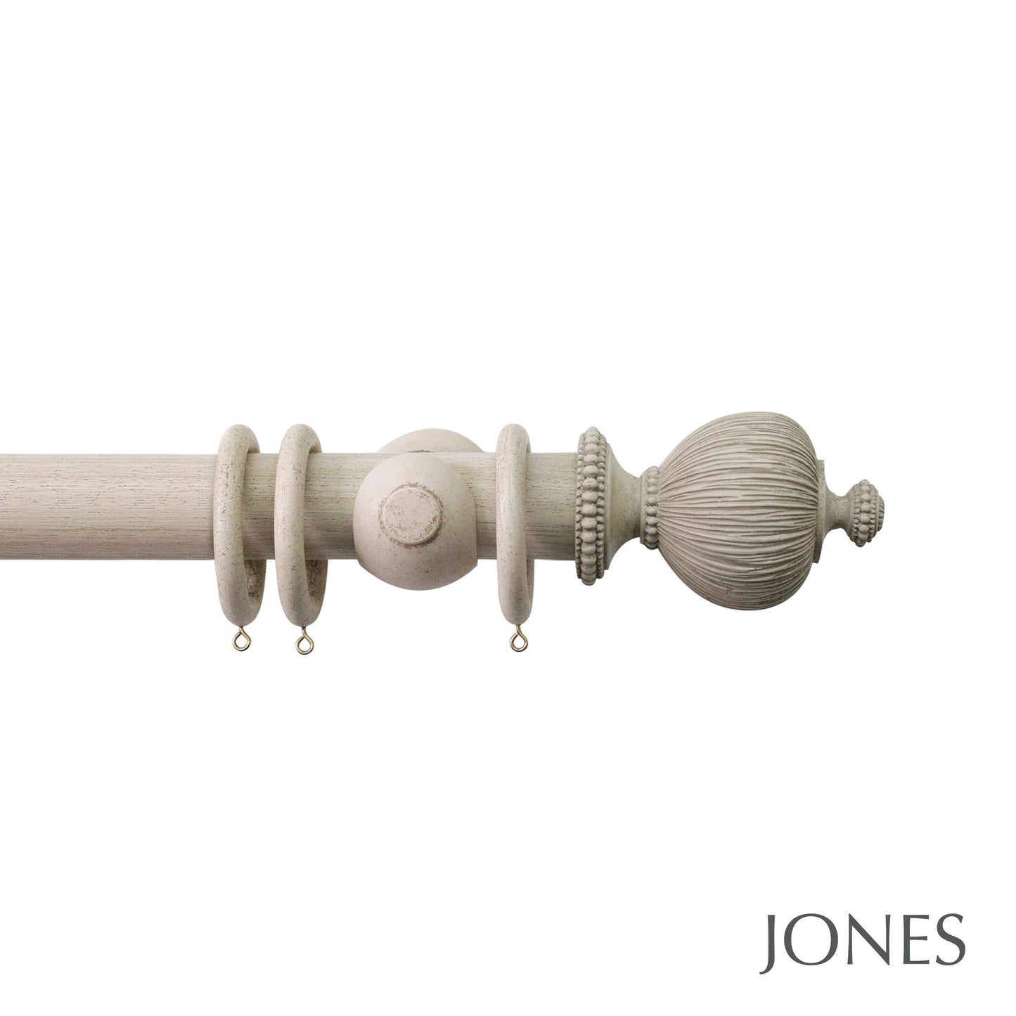 Jones Florentine Pleated 48mm Wooden Curtain Pole - Putty