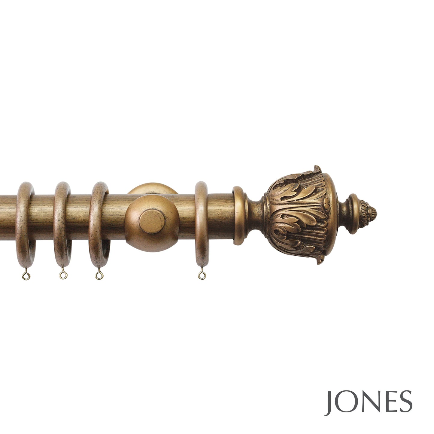 Jones Florentine Acanthus 48mm Wooden Curtain Pole - Antique Gold