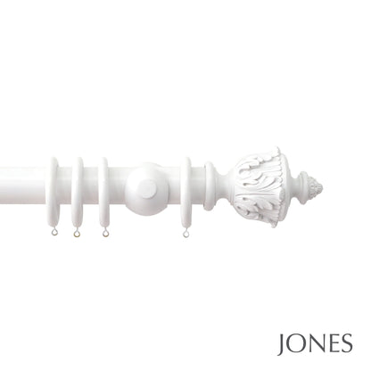 Jones Estate Acanthus 48mm Wooden Curtain Pole - Alabaster