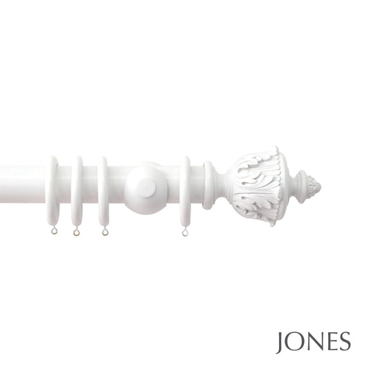 Jones Estate Acanthus 48mm Wooden Curtain Pole - Alabaster