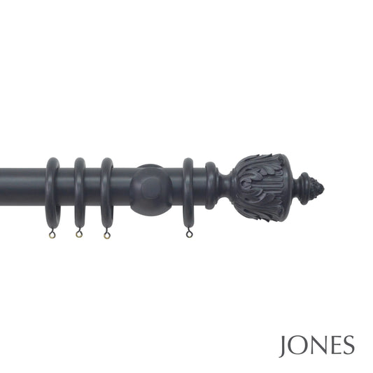 Jones Estate Acanthus 48mm Wooden Curtain Pole - Basalt