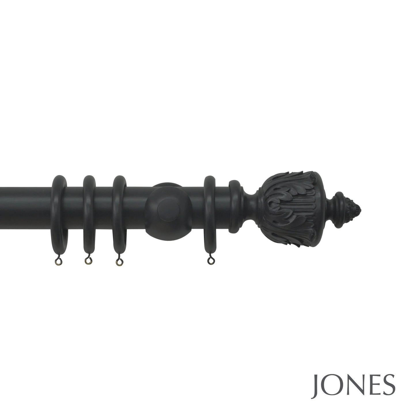 Jones Estate Acanthus 48mm Wooden Curtain Pole - Charcoal