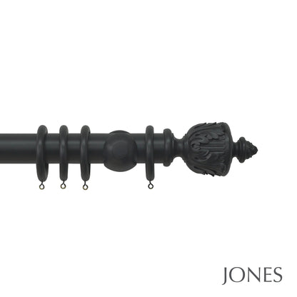 Jones Estate Acanthus 48mm Wooden Curtain Pole - Charcoal
