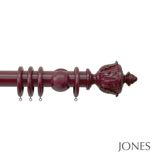 Jones Estate Acanthus 48mm Wooden Curtain Pole - Claret