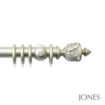 Jones Florentine Acanthus 48mm Wooden Curtain Pole - Champagne Silver