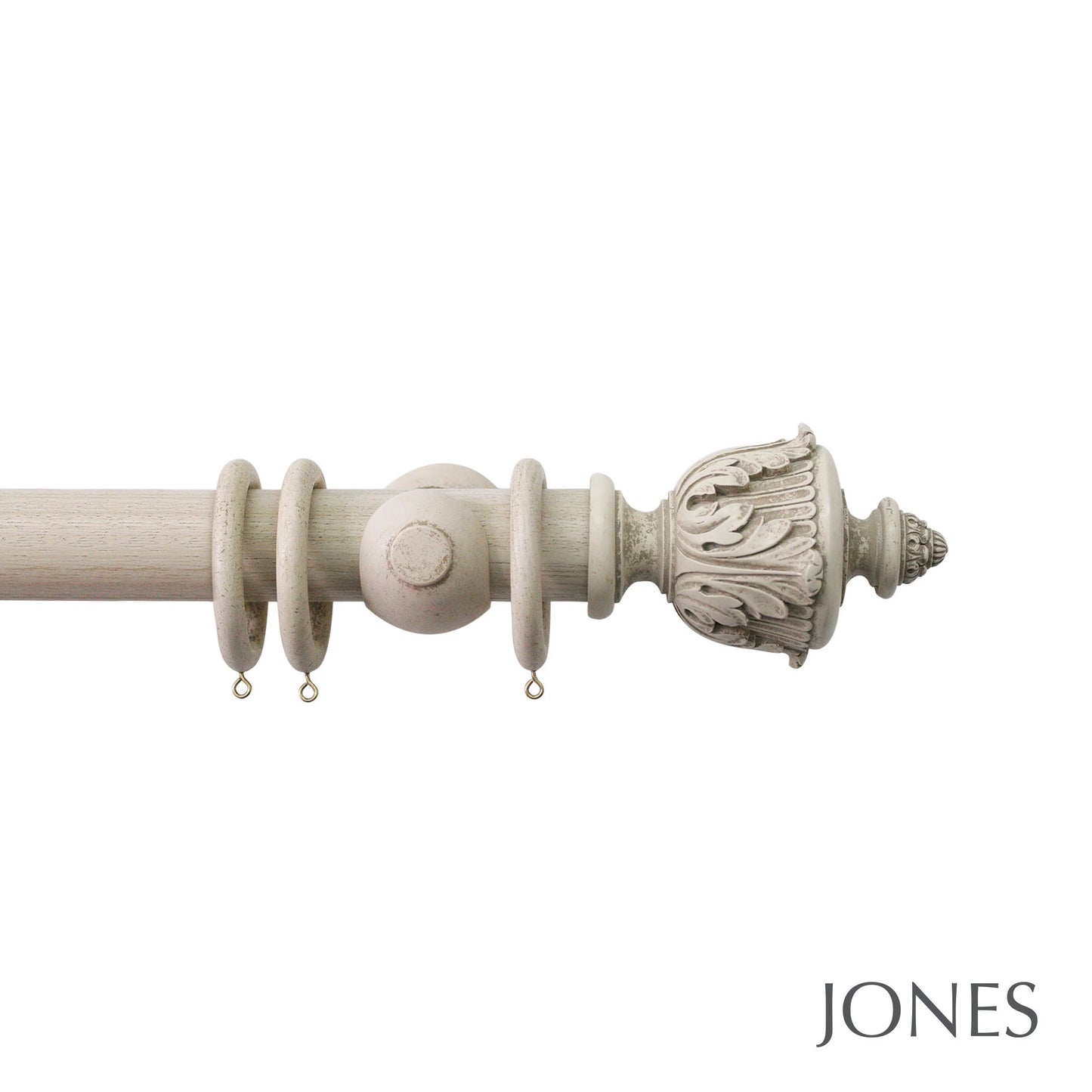 Jones Florentine Acanthus 48mm Wooden Curtain Pole - Putty