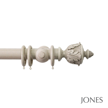 Jones Florentine Acanthus 48mm Wooden Curtain Pole - Putty