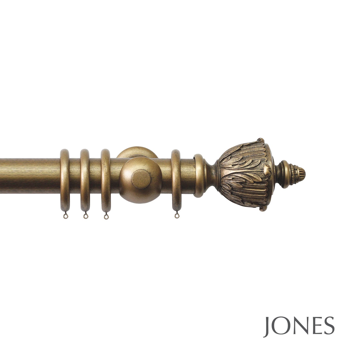 Jones Grande Acanthus 63mm Wooden Curtain Pole - Antique Gold