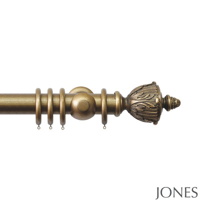 Jones Grande Acanthus 63mm Wooden Curtain Pole - Antique Gold