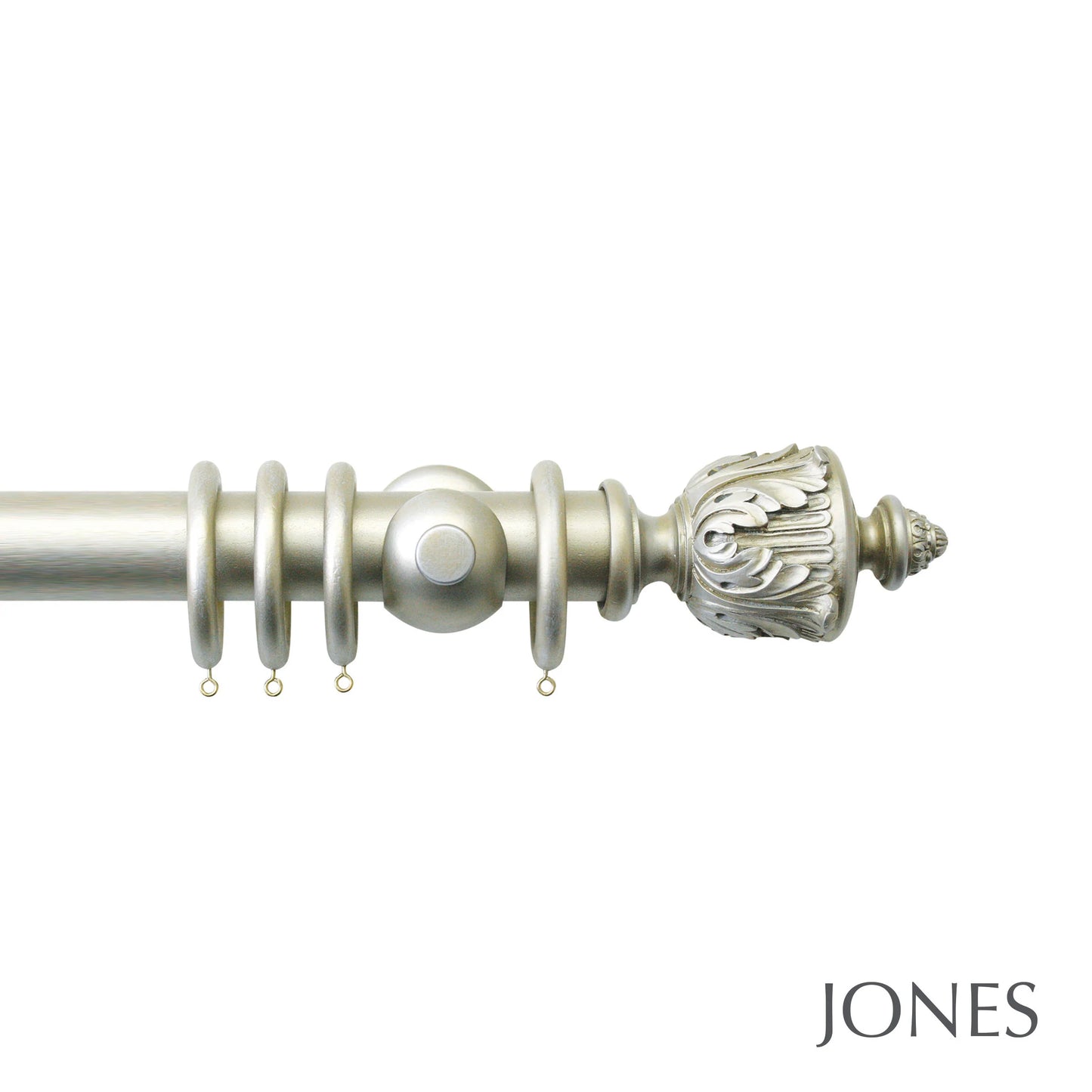 Jones Grande Acanthus 63mm Wooden Curtain Pole - Champagne Silver